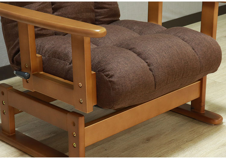 高座椅子 リクライニング 折り畳み 回転式 木肘 7段階 座面高 2段階式さ調整 座いす 天然木 座イス チェア フロアチェア 1人掛け 肘付き ポケットコイル16個入 レバー式 リクライニング(代引不可)