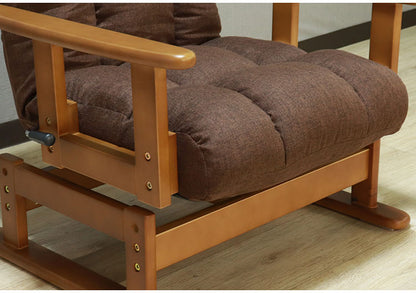 高座椅子 リクライニング 折り畳み 回転式 木肘 7段階 座面高 2段階式さ調整 座いす 天然木 座イス チェア フロアチェア 1人掛け 肘付き ポケットコイル16個入 レバー式 リクライニング(代引不可)