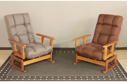 高座椅子 リクライニング 折り畳み 回転式 木肘 7段階 座面高 2段階式さ調整 座いす 天然木 座イス チェア フロアチェア 1人掛け 肘付き ポケットコイル16個入 レバー式 リクライニング(代引不可)