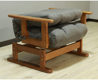 高座椅子 リクライニング 折り畳み 回転式 木肘 7段階 座面高 2段階式さ調整 座いす 天然木 座イス チェア フロアチェア 1人掛け 肘付き ポケットコイル16個入 レバー式 リクライニング(代引不可)