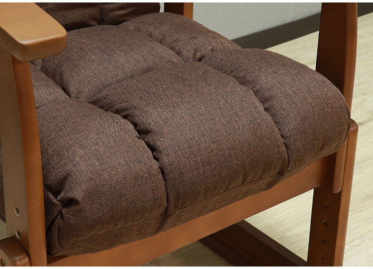 高座椅子 回転式 木肘 7段階リクライニング 座面高 8段高さ調整 座いす 天然木 座イス チェア フロアチェア 1人掛け 肘付き ポケットコイル16個入 ファブリック 布 レバー式 リクライニング(代引不可)