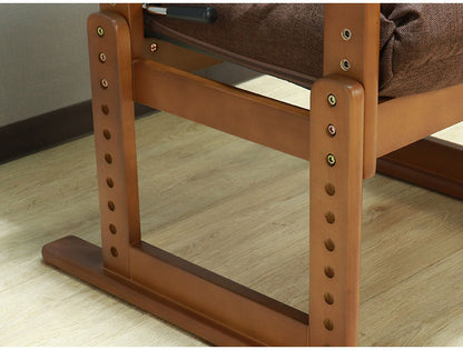 高座椅子 木肘 7段階リクライニング 座面高 8段高さ調整 座いす 天然木 座イス チェア フロアチェア 1人掛け 肘付き ポケットコイル16個入 ファブリック 布 レバー式 リクライニング(代引不可)