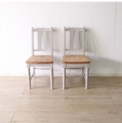 ダイニングチェア2点セット 北欧調 幅40cm 2脚 アンティーク調 完成品 いす グレー ホワイト欧米 パイン材 ダイニング おしゃれ フレンチカントリー 天然木 無垢 木製(代引不可)