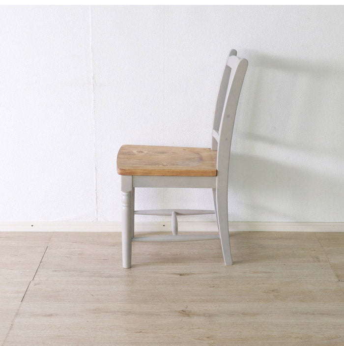 ダイニングチェア2点セット 北欧調 幅40cm 2脚 アンティーク調 完成品 いす グレー ホワイト欧米 パイン材 ダイニング おしゃれ フレンチカントリー 天然木 無垢 木製(代引不可)
