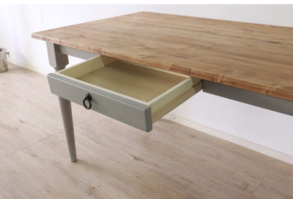 ダイニングテーブル 北欧調 幅135cm アンティーク調 組立品 机 グレー ホワイト欧米 パイン材 ダイニング おしゃれ フレンチカントリー 天然木 無垢 木製 ラベンダー(代引不可)