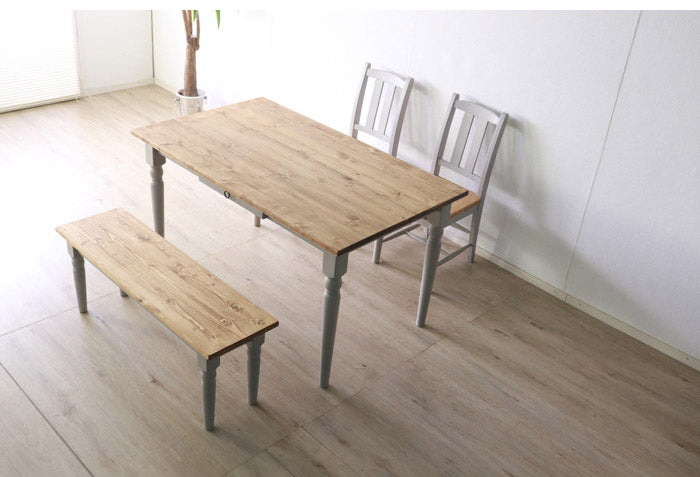 ダイニングテーブル 北欧調 幅135cm アンティーク調 組立品 机 グレー ホワイト欧米 パイン材 ダイニング おしゃれ フレンチカントリー 天然木 無垢 木製 ラベンダー(代引不可)