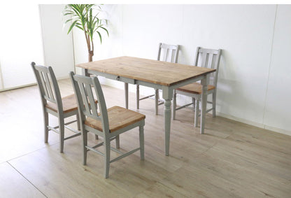 ダイニングテーブル 北欧調 幅135cm アンティーク調 組立品 机 グレー ホワイト欧米 パイン材 ダイニング おしゃれ フレンチカントリー 天然木 無垢 木製 ラベンダー(代引不可)
