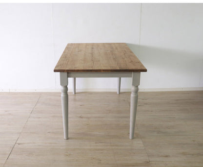 ダイニングテーブル 北欧調 幅135cm アンティーク調 組立品 机 グレー ホワイト欧米 パイン材 ダイニング おしゃれ フレンチカントリー 天然木 無垢 木製 ラベンダー(代引不可)