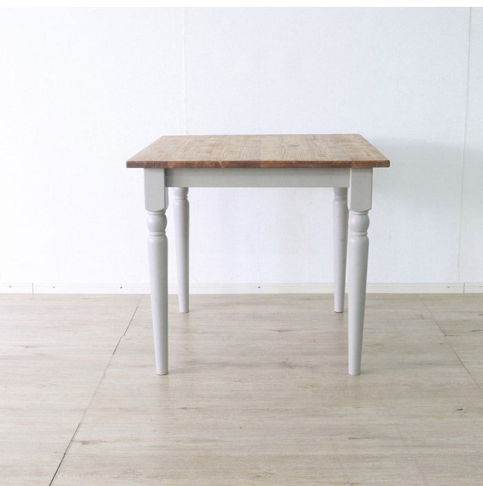 ダイニングテーブル 北欧調 幅80cm アンティーク調 組立品 机 グレー ホワイト欧米 パイン材 ダイニング おしゃれ フレンチカントリー 天然木 無垢 木製 ラベンダー(代引不可)