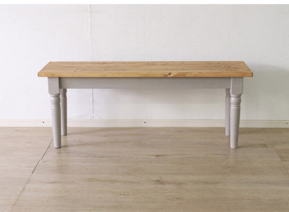 ダイニングベンチ 北欧調 幅110cm 2人掛け アンティーク調 組立品 長椅子 ホワイト パイン材 おしゃれ フレンチカントリー 天然木 無垢 木製 ラベンダー 欧米(代引不可)