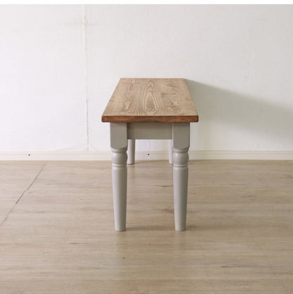 ダイニングベンチ 北欧調 幅110cm 2人掛け アンティーク調 組立品 長椅子 ホワイト パイン材 おしゃれ フレンチカントリー 天然木 無垢 木製 ラベンダー 欧米(代引不可)