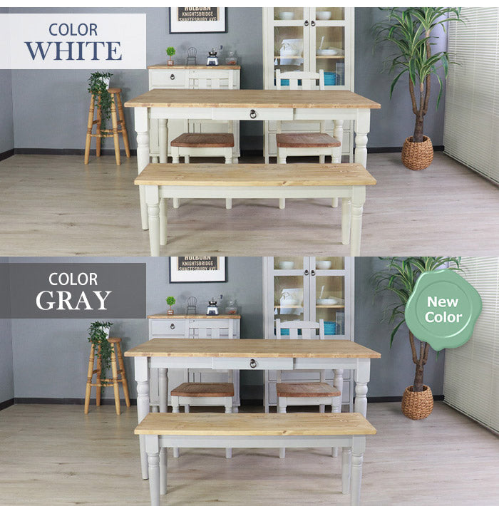 ダイニングベンチ 北欧調 幅110cm 2人掛け アンティーク調 組立品 長椅子 ホワイト パイン材 おしゃれ フレンチカントリー 天然木 無垢 木製 ラベンダー 欧米(代引不可)