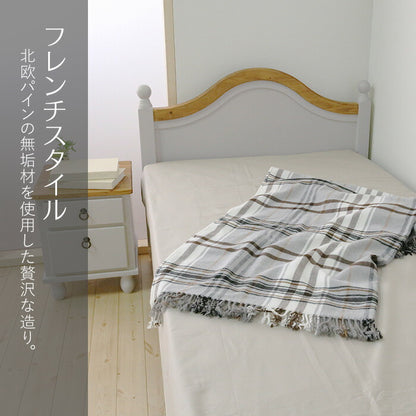 ベッド 北欧調 幅100cm シングルサイズ アンティーク調 組立品 寝具 グレー ホワイト欧米 パイン材 ダイニング おしゃれ フレンチカントリー 天然木 無垢 木製(代引不可)