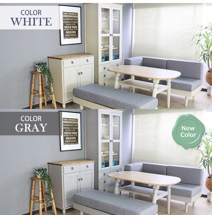 キャビネット 北欧調 幅80cm カップボード アンティーク調 組立品 収納棚 ラック キッチン 収納ボックス グレー ホワイト 欧米 パイン材 ダイニング おしゃれ 天然木(代引不可)