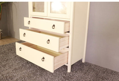 キャビネット 北欧調 幅80cm カップボード アンティーク調 組立品 収納棚 ラック キッチン 収納ボックス グレー ホワイト 欧米 パイン材 ダイニング おしゃれ 天然木(代引不可)