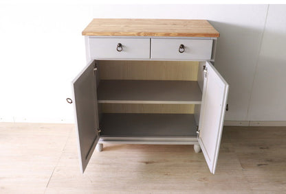 食器棚 北欧調 幅80cm カップボード アンティーク調 組立品 収納棚 ラック キャビネット 収納ボックス グレー ホワイト 欧米 パイン材 ダイニング おしゃれ 天然木 無垢(代引不可)