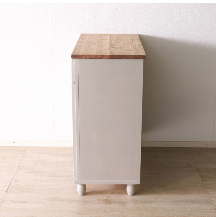 食器棚 北欧調 幅80cm カップボード アンティーク調 組立品 収納棚 ラック キャビネット 収納ボックス グレー ホワイト 欧米 パイン材 ダイニング おしゃれ 天然木 無垢(代引不可)