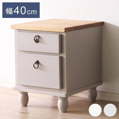 サイドテーブル 北欧調 幅40cm テーブル アンティーク調 組立品 ミニテーブル ナイトテーブル ベッドサイド 収納 グレー ホワイト 欧米 パイン材 ダイニング おしゃれ(代引不可)