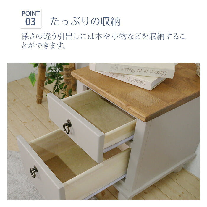 サイドテーブル 北欧調 幅40cm テーブル アンティーク調 組立品 ミニテーブル ナイトテーブル ベッドサイド 収納 グレー ホワイト 欧米 パイン材 ダイニング おしゃれ(代引不可)