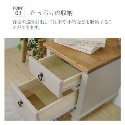 サイドテーブル 北欧調 幅40cm テーブル アンティーク調 組立品 ミニテーブル ナイトテーブル ベッドサイド 収納 グレー ホワイト 欧米 パイン材 ダイニング おしゃれ(代引不可)