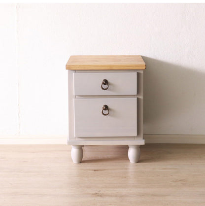 サイドテーブル 北欧調 幅40cm テーブル アンティーク調 組立品 ミニテーブル ナイトテーブル ベッドサイド 収納 グレー ホワイト 欧米 パイン材 ダイニング おしゃれ(代引不可)