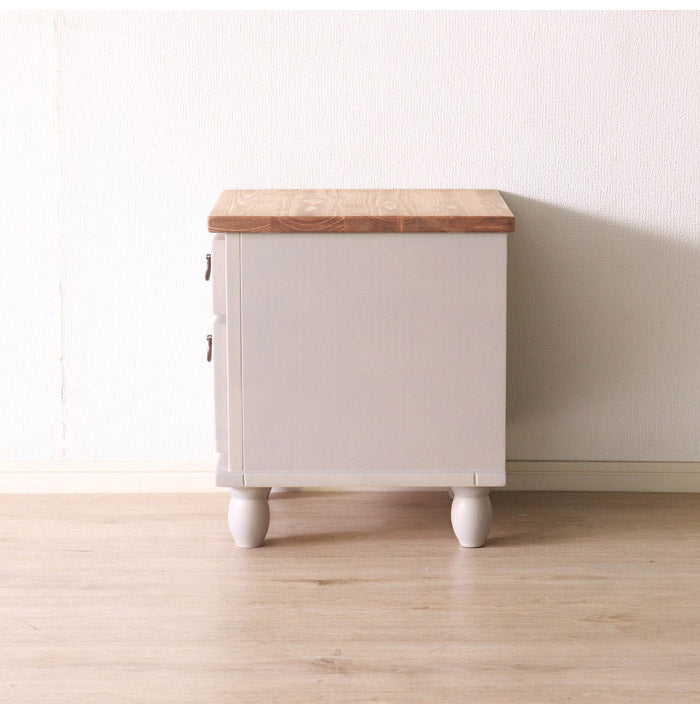 サイドテーブル 北欧調 幅40cm テーブル アンティーク調 組立品 ミニテーブル ナイトテーブル ベッドサイド 収納 グレー ホワイト 欧米 パイン材 ダイニング おしゃれ(代引不可)