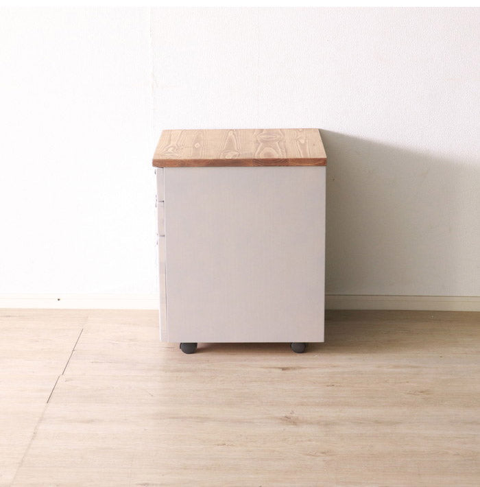 デスクワゴン 北欧調 幅40cm サイドワゴン キャスター付き サイドラック 収納 チェスト アンティーク調 組立品 グレー ホワイト 欧米 パイン材 ダイニング おしゃれ(代引不可)