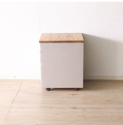 デスクワゴン 北欧調 幅40cm サイドワゴン キャスター付き サイドラック 収納 チェスト アンティーク調 組立品 グレー ホワイト 欧米 パイン材 ダイニング おしゃれ(代引不可)