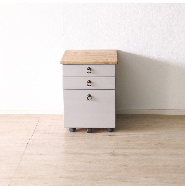 デスクワゴン 北欧調 幅40cm サイドワゴン キャスター付き サイドラック 収納 チェスト アンティーク調 組立品 グレー ホワイト 欧米 パイン材 ダイニング おしゃれ(代引不可)