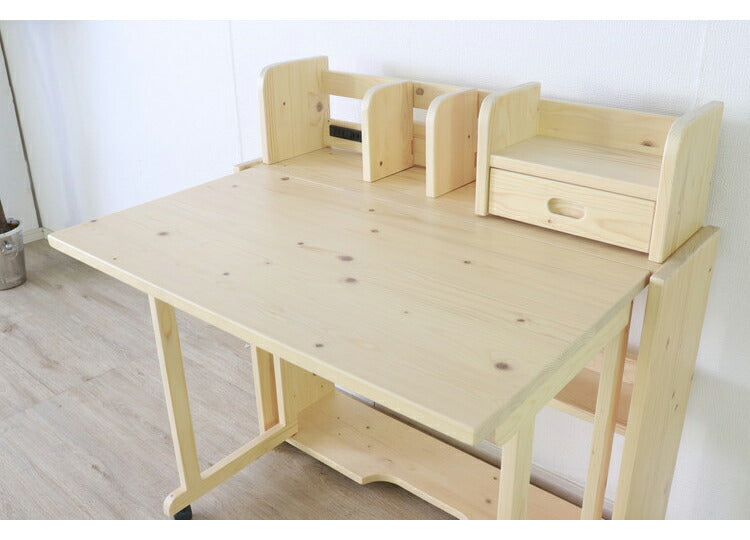 折りたたみ デスク 幅90cm 天然木 パイン材 シンプル コンパクト 収納 省スペース 子供部屋 子ども 学習デスク 勉強机 学習机 書斎 2口コンセント付き 新生活 一人暮らし(代引不可)