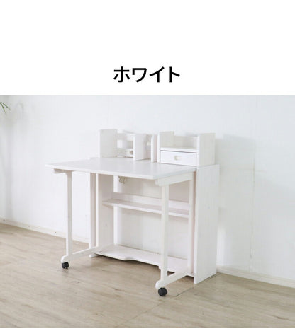 折りたたみ デスク 幅90cm 天然木 パイン材 シンプル コンパクト 収納 省スペース 子供部屋 子ども 学習デスク 勉強机 学習机 書斎 2口コンセント付き 新生活 一人暮らし(代引不可)