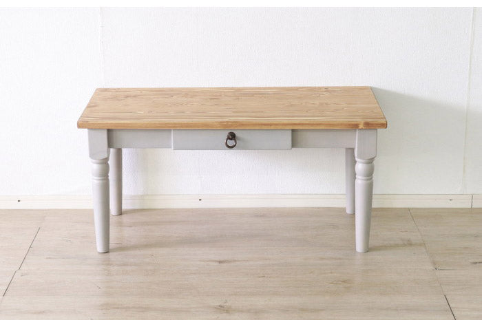 センターテーブル 北欧調 幅90cm ローテーブル リビングテーブル テーブル アンティーク調 組立品 1人暮らし グレー ホワイト 欧米 パイン材 ダイニング おしゃれ 天然木(代引不可)