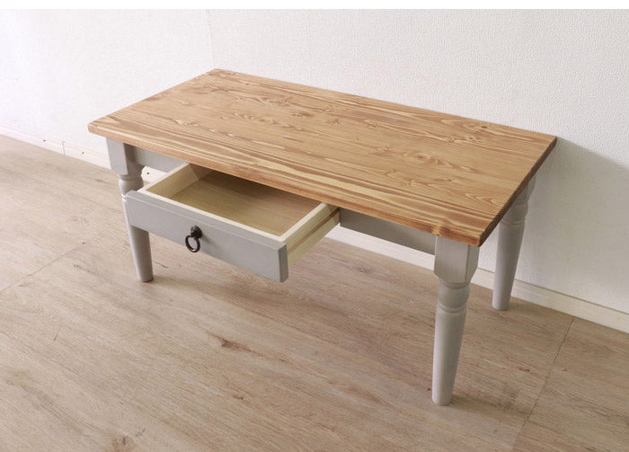 センターテーブル 北欧調 幅90cm ローテーブル リビングテーブル テーブル アンティーク調 組立品 1人暮らし グレー ホワイト 欧米 パイン材 ダイニング おしゃれ 天然木(代引不可)