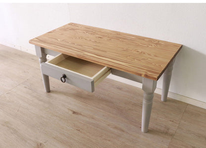 センターテーブル 北欧調 幅90cm ローテーブル リビングテーブル テーブル アンティーク調 組立品 1人暮らし グレー ホワイト 欧米 パイン材 ダイニング おしゃれ 天然木(代引不可)