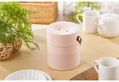 ポータブル加湿器 デュアルミスト ホワイト ピンク 充電式 卓上 加湿量調整 間欠機能 自動停止機能 LEDライト付き