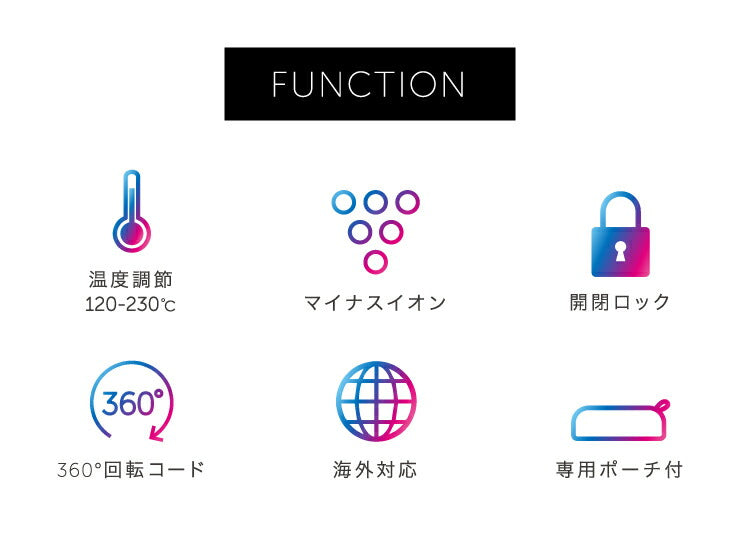ヘアアイロン マイナスイオン ストレート プロ仕様230℃ 海外対応 24mm 専用ポーチ付 simplus SP-RHST02 ストレートアイロン