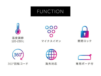 ヘアアイロン マイナスイオン ストレート プロ仕様230℃ 海外対応 24mm 専用ポーチ付 simplus SP-RHST02 ストレートアイロン