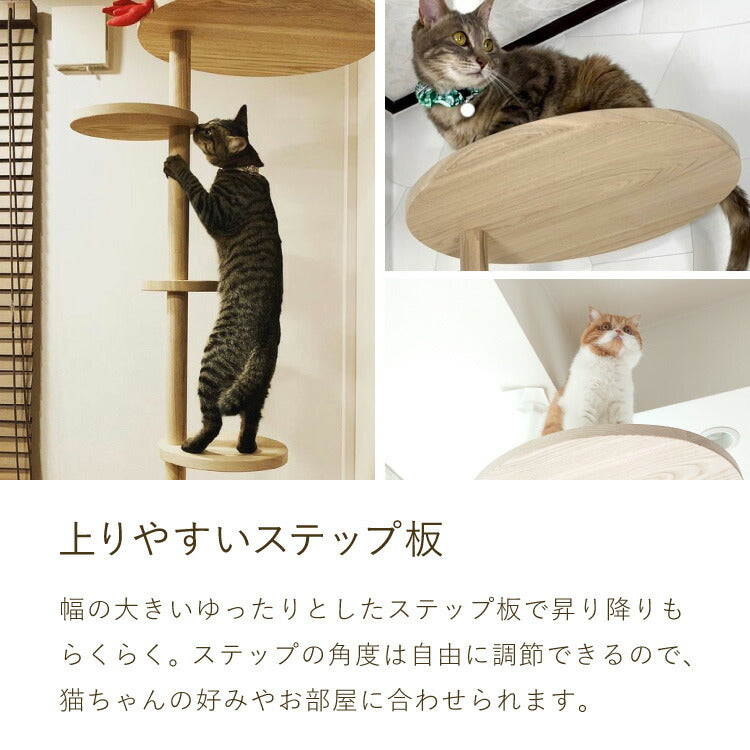 【5%OFF】日本製 キャットタワー 突っ張り型 木製 高さ240~250cm 宇宙船付 滑り止め 省スペース スリム シンプル 高耐久性 高強度 爪とぎ 爪砥ぎ 木目 ウッド キャットツリー 猫タワー 猫用 猫 ねこ 国産