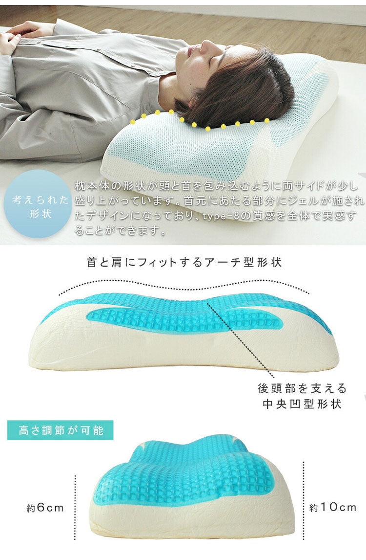 メディカルライフtype-8 ジェル枕 ジェルピロー 枕 まくら 高反発 安眠 肩こり 首こり 3D メモリージェル メッシュ枕カバー付 ジェル 反発ウレタン 安眠枕 快適枕 安眠グッズ ピロー 洗えるカバー付き