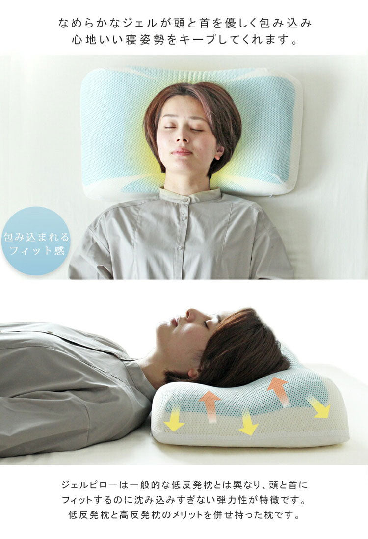 メディカルライフtype-8 ジェル枕 ジェルピロー 枕 まくら 高反発 安眠 肩こり 首こり 3D メモリージェル メッシュ枕カバー付 ジェル 反発ウレタン 安眠枕 快適枕 安眠グッズ ピロー 洗えるカバー付き