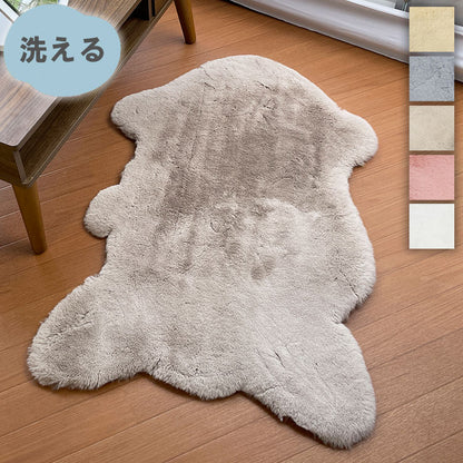 ラビットファー ラグ 60×90cm マット 洗えるインテリア ふわふわ とろける 北欧 おしゃれ かわいい マット 室内 寝室 玄関マット 一人暮らし シンプル 柔らかい あったか キャンプ オールシーズン