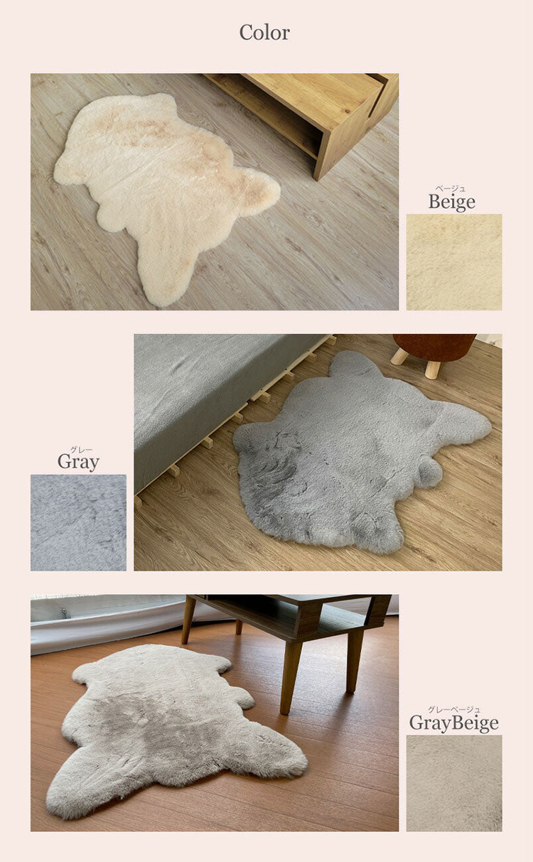 ラビットファー ラグ 60×90cm マット 洗えるインテリア ふわふわ とろける 北欧 おしゃれ かわいい マット 室内 寝室 玄関マット 一人暮らし シンプル 柔らかい あったか キャンプ オールシーズン