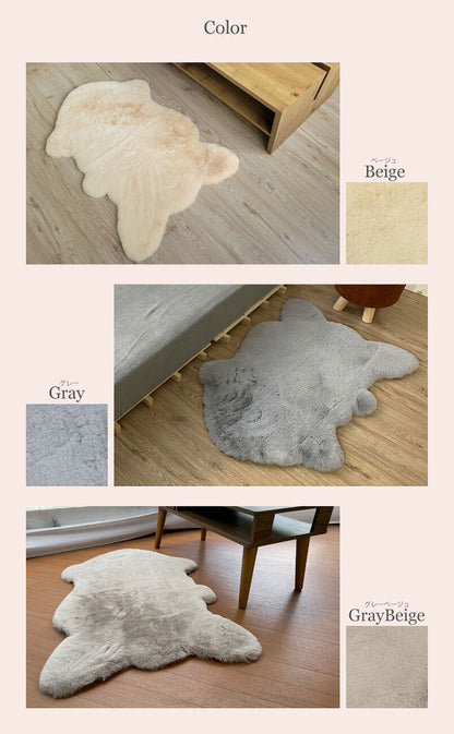 ラビットファー ラグ 60×90cm マット 洗えるインテリア ふわふわ とろける 北欧 おしゃれ かわいい マット 室内 寝室 玄関マット 一人暮らし シンプル 柔らかい あったか キャンプ オールシーズン