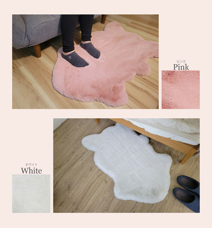 ラビットファー ラグ 60×90cm マット 洗えるインテリア ふわふわ とろける 北欧 おしゃれ かわいい マット 室内 寝室 玄関マット 一人暮らし シンプル 柔らかい あったか キャンプ オールシーズン
