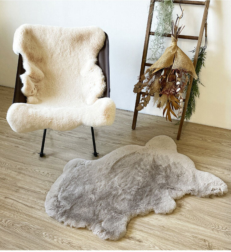 ラビットファー ラグ 60×90cm マット 洗えるインテリア ふわふわ とろける 北欧 おしゃれ かわいい マット 室内 寝室 玄関マット 一人暮らし シンプル 柔らかい あったか キャンプ オールシーズン