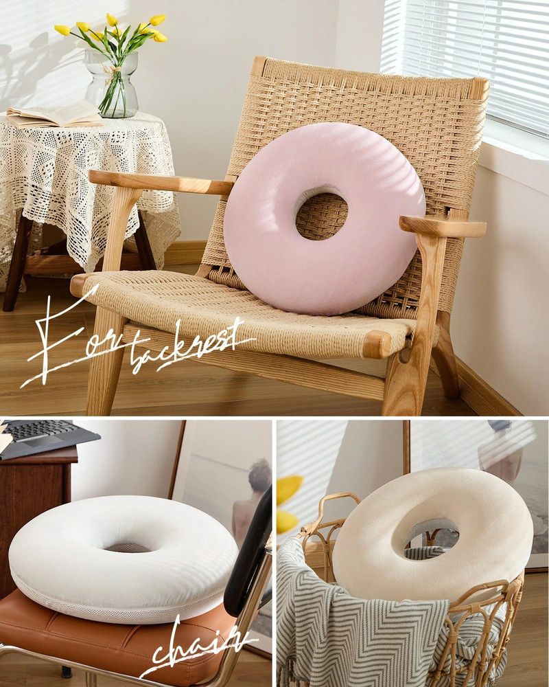 ドーナツ形低反発クッション ドーナツクッション 姿勢矯正・骨盤矯正・産後対策 円座クッション 直径45cm 洗えるカバー付き ずっしり沈む 産後 痔 腰痛 低反発クッション 在宅 椅子 チェアクッション(代引不可)