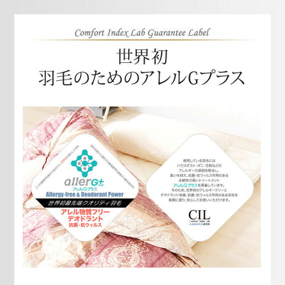 羽毛ふとん 二層キルト構造 1.6kg 日本製 CILゴールドラベル セミダブル 400dp ホワイトダック ダウン93% SEKアレルGプラス