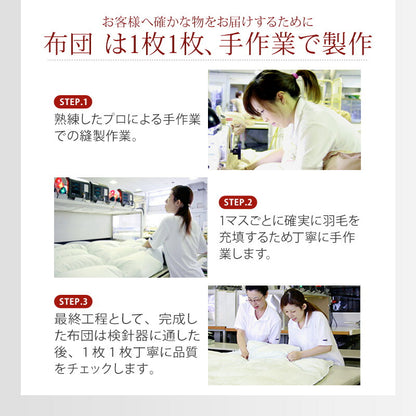 羽毛ふとん 立体キルト構造 増量 1.7kg 日本製 CILシルバーラベル ダブル ホワイトダック ダウン90％ 300dp SEKアレルGプラス 3Dパワープラス ロング 羽毛布団 布団 掛け布団 羽毛 羽毛掛け布団 3ヶ年保証