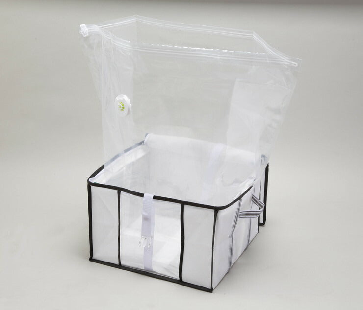 衣類圧縮袋 収納ボックス 一体型 入れやすい 一体型圧縮ハードBOX 衣類 圧縮 服 収納 ケース ハードタイプ 棚上 アール AH-001-Z(代引不可)