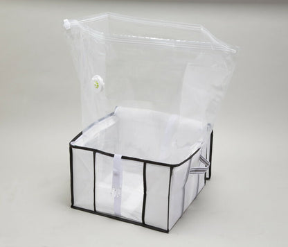 衣類圧縮袋 収納ボックス 一体型 入れやすい 一体型圧縮ハードBOX 衣類 圧縮 服 収納 ケース ハードタイプ 棚上 アール AH-001-Z(代引不可)